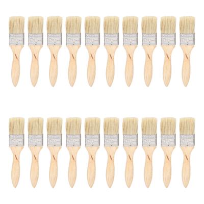 20τμχ Πινέλα Ζωγραφικής Πλακέ Φαρδιά Τεχνητή Γούνα Ξύλινη Λαβή Σετ Πινέλων για Ζωγραφική Καθαρισμό