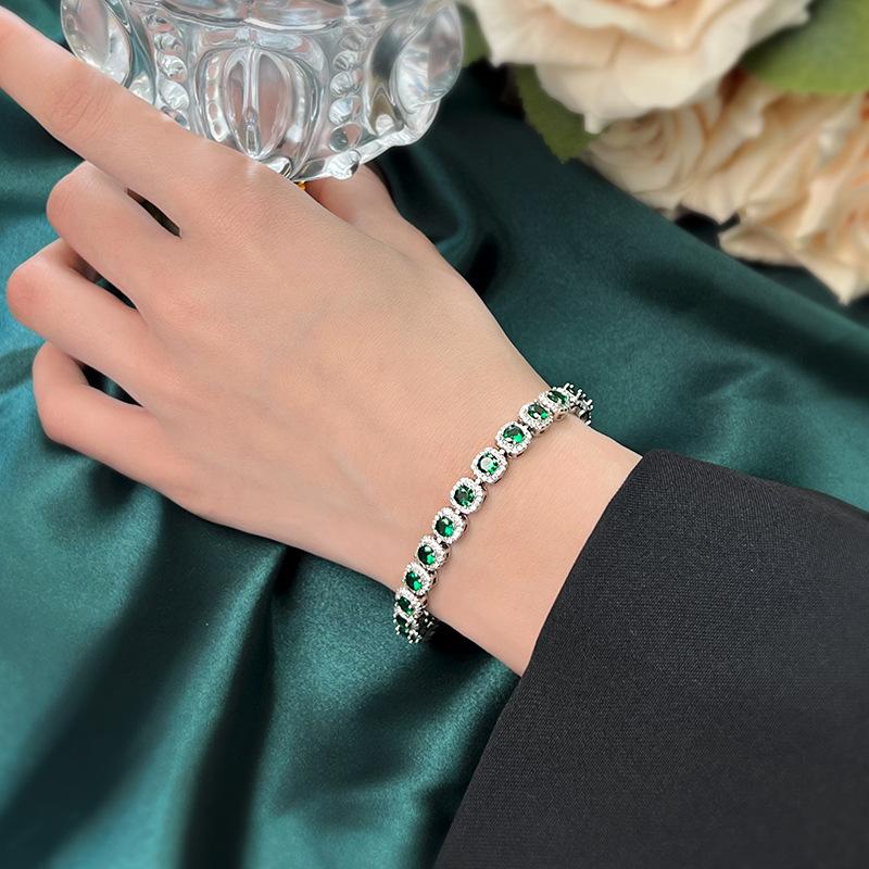 Jewelry European and American Retro Simulation Corundum Light Luxury Full Diamond Bracelet, Handmade Accessories for Women Wholesale, Main Stone 4mm