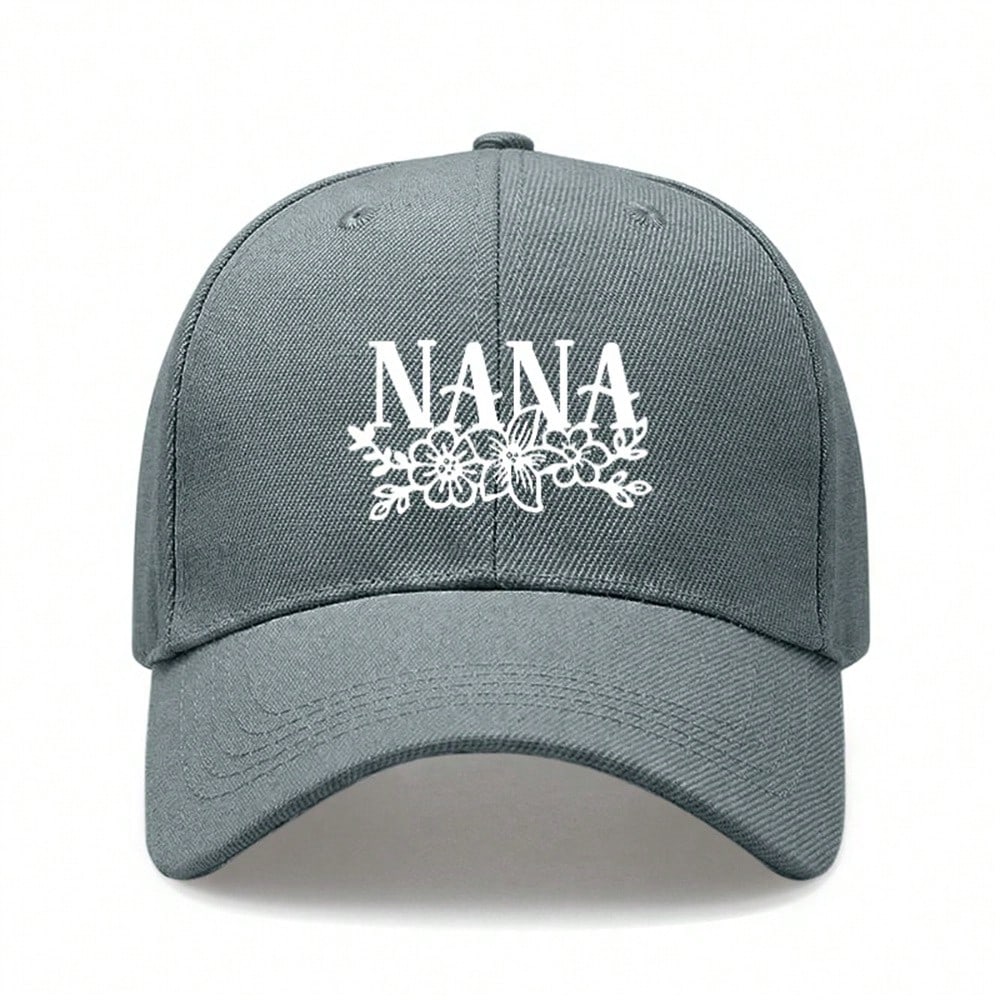 Black Baseball Cap - Letter "NANA" Print Polyester Adjustable Breathable Curved Brim Sun Protection Casual Outdoor Sports For Grandma Gift
