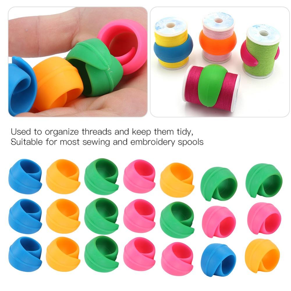 40 pièces Attache-bobines en silicone Bobines colorées Clips Économiseurs de bobines de fil Empêchent le déroulement