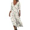 Dresses For Womens Vintage Print Tunic Waisted Midi Dress Summer Casual  3/4 Sleeve Dress