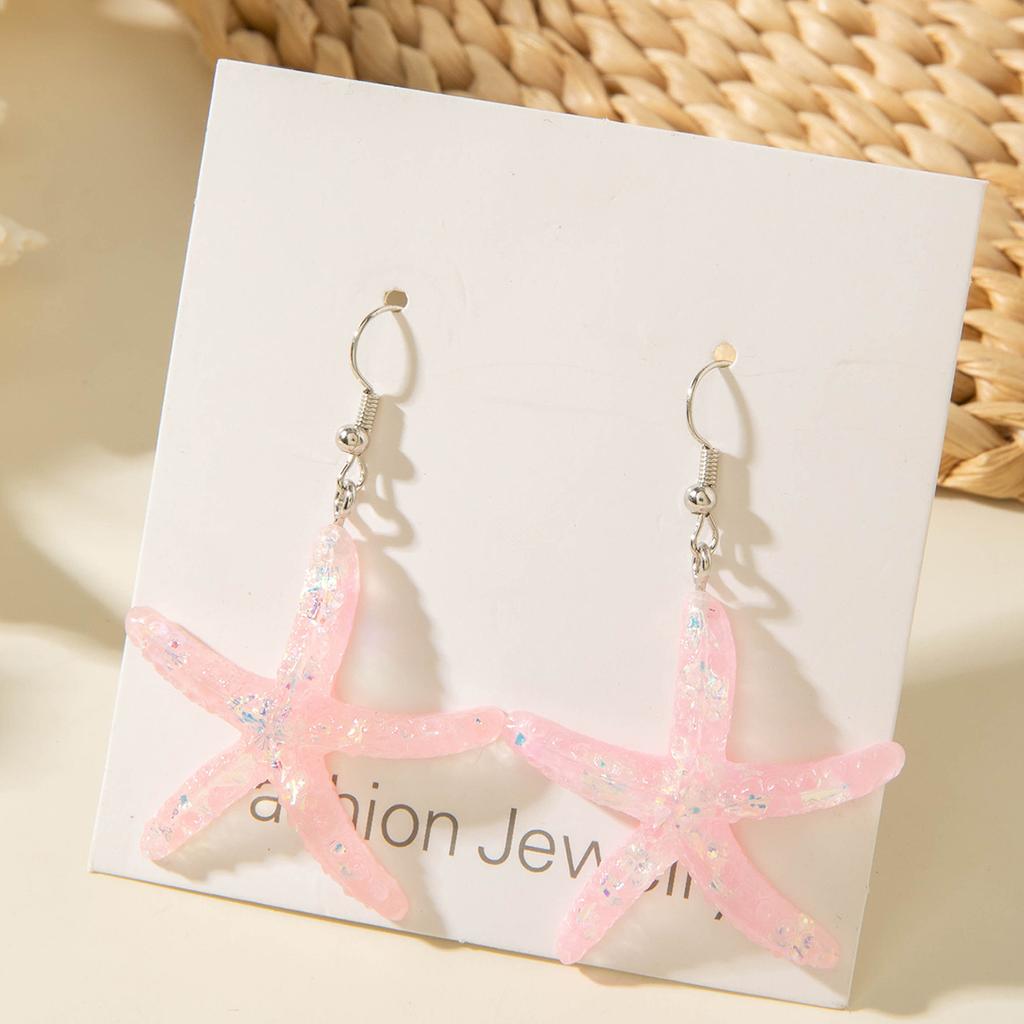Simple color resin starfish scallop earrings cute color fish, ocean series earrings earrings women