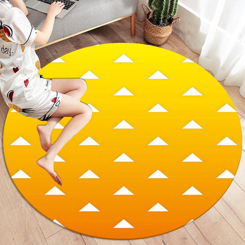 Demon Slayer Art Round Area Rug Carpet Rug For Living Room Bedroom Sofa Playroom Decor Nonslip Floor Mat