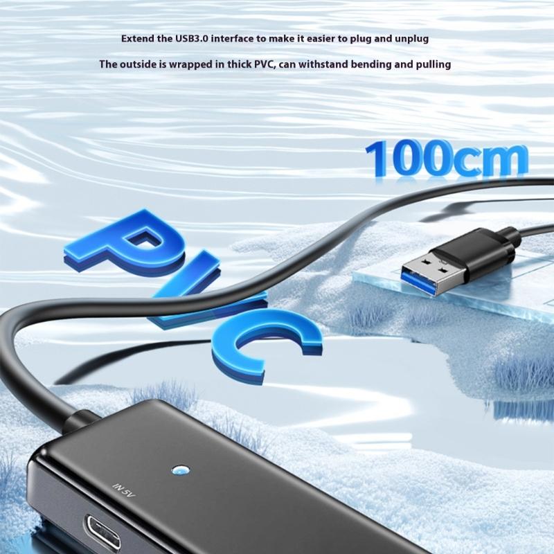 Fast Speed USB3.0 Hub 4 Port Splitter TypeC Power Port for Laptop Consoles Printer Keyboards Mouse Widely Used