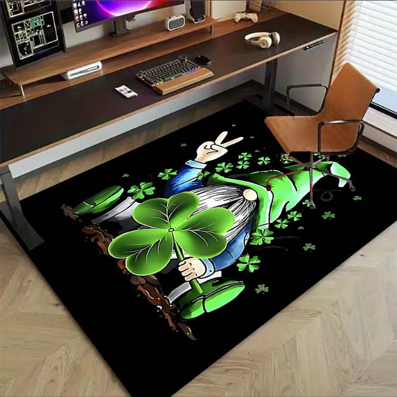 1PC Gnome Shamrock Non-Slip Floor carpet, suitable for Office, bedroomand playrooms. It can also be used as a sofa footrest cover-T105