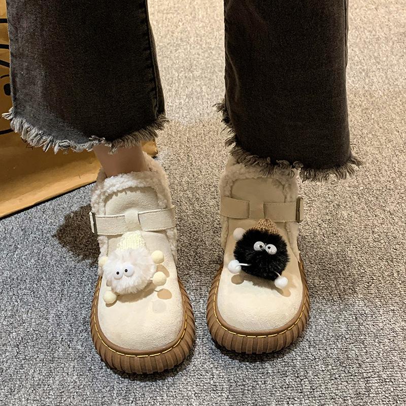 

Snow boots women s winter 2025 new velvet thickened warm large cotton shoes women s snow cotton cartoon non-slip shoes 40