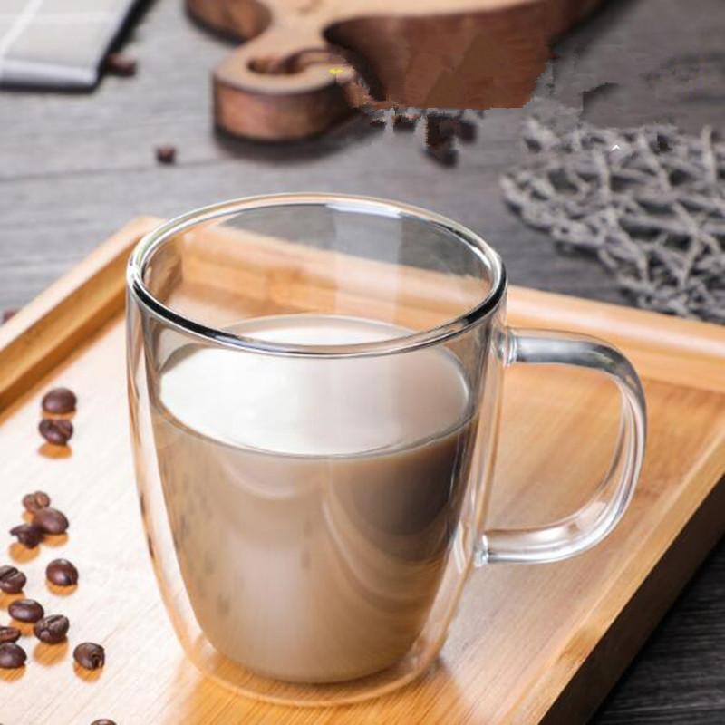 

400ml Colorful Double Wall Tea Coffee Cup Glass Mug Heat-resistant Handmade Beer Mugs Whiskey Glass Cup Water Bottle Drinkware 350ml