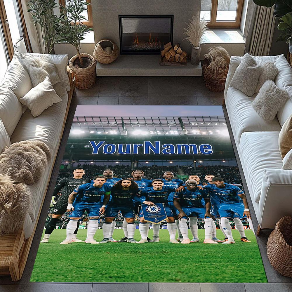 Chelsea Personalized Text Area Rug Design for Bedrooms Foyer Kitchen Living Rooms Anti-slip Rug Anime Office Decor Best for Christmas
