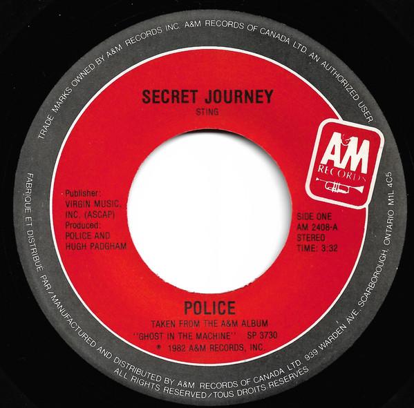 

7inch Record POLICE Secret Journey AM2408 AM Records 1982 Canada Rock Used