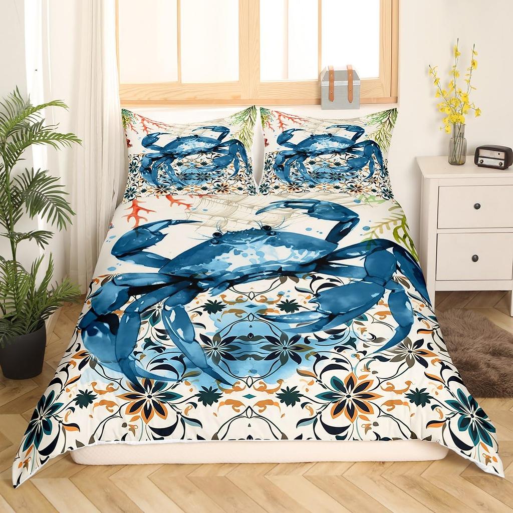 Ocean Life Duvet Cover Sets for Kids Teens Queen Size Lightweight Down Quilt Covers 2 Pillowcases 1 Comforter Cover No Comforter