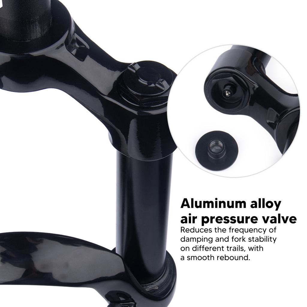Mountain Bike Front Fork 26in Air Fork Bicycle Shock Absorbing Front Fork Tapered Remote Lockout Black Tube