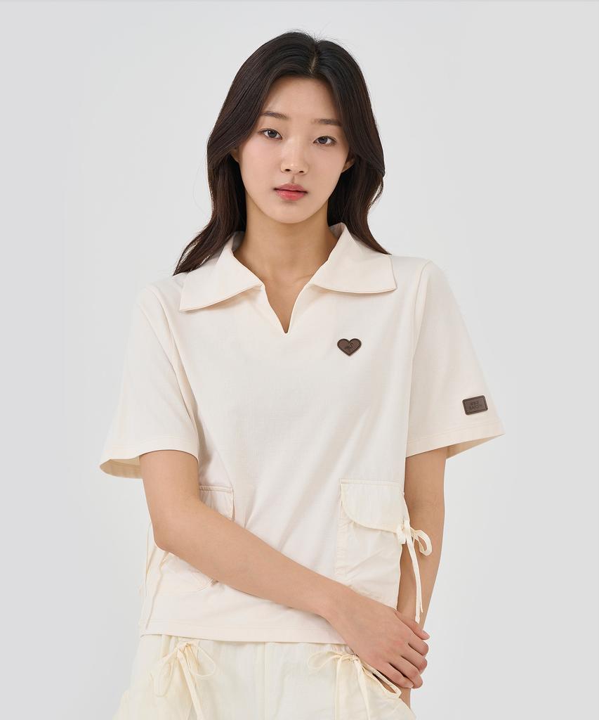 BBC EARTH W String Woven Pocket Collar T-Shirt_White