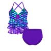 2Pcs Bikini Mermaid Swimwear Children Girls Spaghetti Straps Swim Top with Bottoms Ruffle Swimsuit