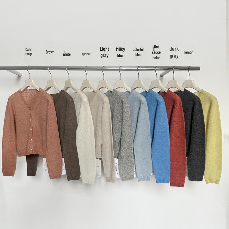 

MMC Жіночий вовняний кардиган вільного крою з V-подібним вирізом преміум-класу - Осінньо-зимовий светр у корейському стилі One Size