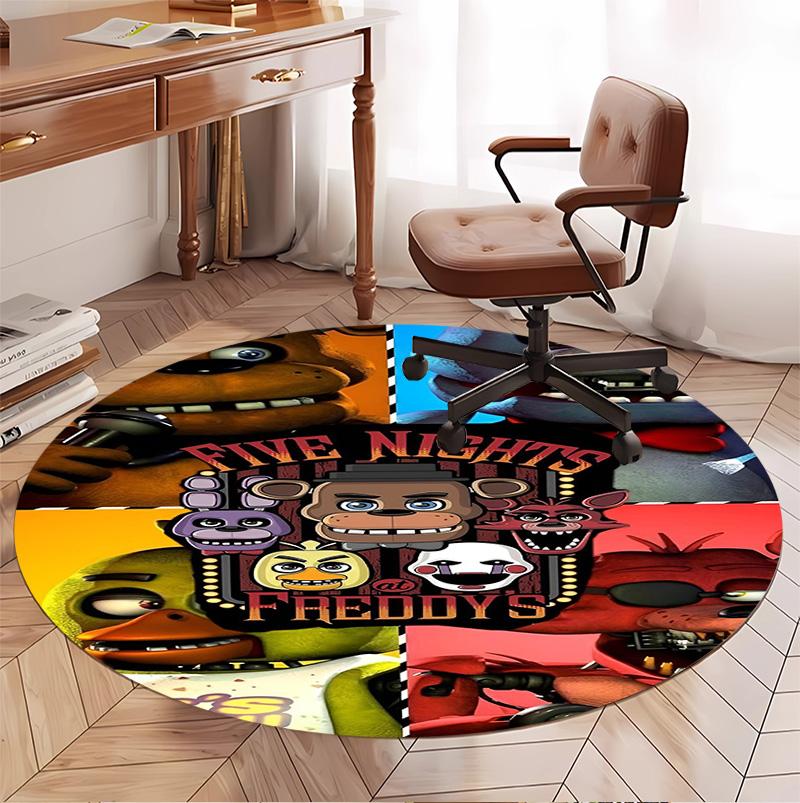 Five Nights at Freddy's Pattern Round Rug, Indoor/Outdoor Mat, for Picnic, Gameroom, Bedroom, Office, Living Room, Home Decor Carpet, Birthday Gift