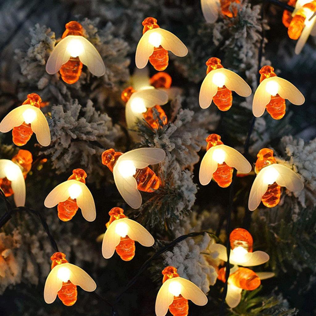 Honeybee String Lights Waterproof Intelligent Control 20 LED Solar String Lights for Gard