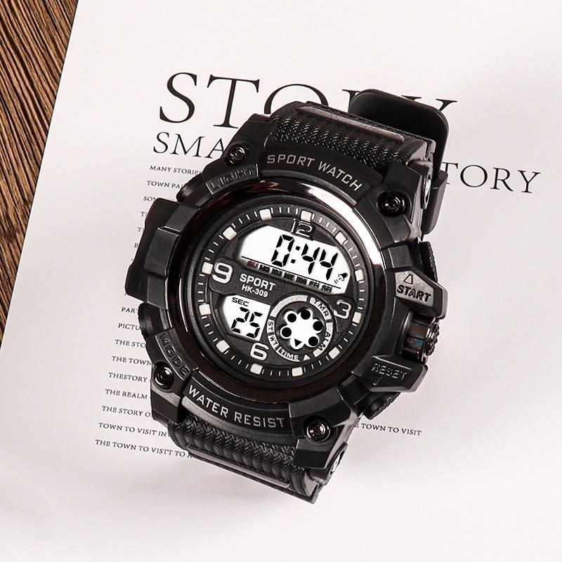 Электронные часы для подростков Водонепроницаемые Цифровые Спортивные часы С ночной подсветкой Для активного отдыха чёрный