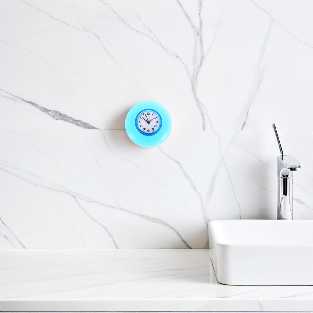Silent Operated Waterproof Bathroom Clock Suction Cup Wall Mount Shower Timer Mirror Clock for Kitchen Toilet