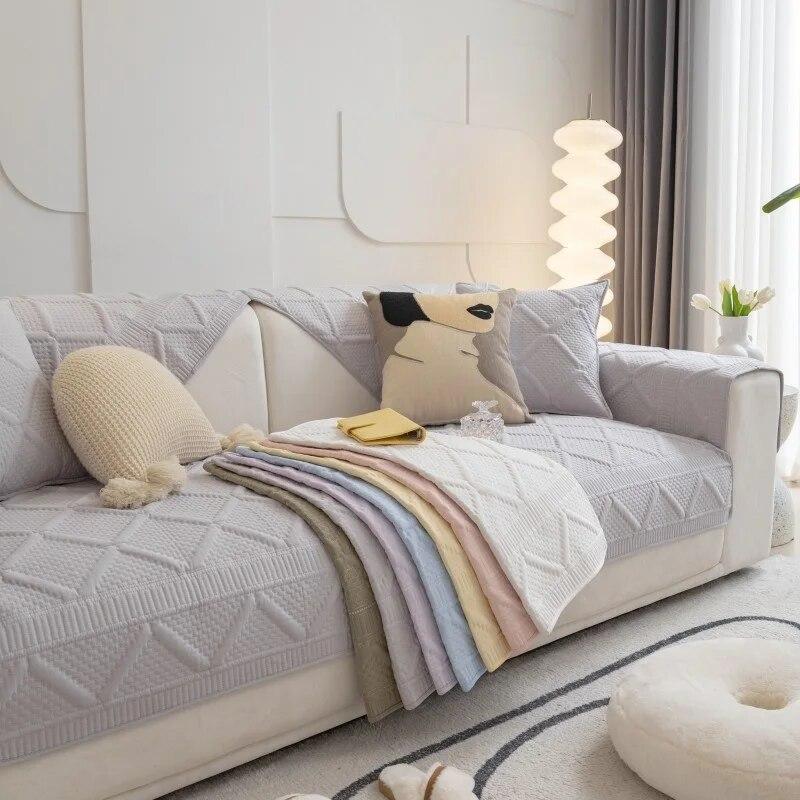 Cotton Sofa Covers Embroidered Sofa Cover Towel Universal Living Room Sofa Cushion Non-Slip Sofa Back Cushion Armrests Cover