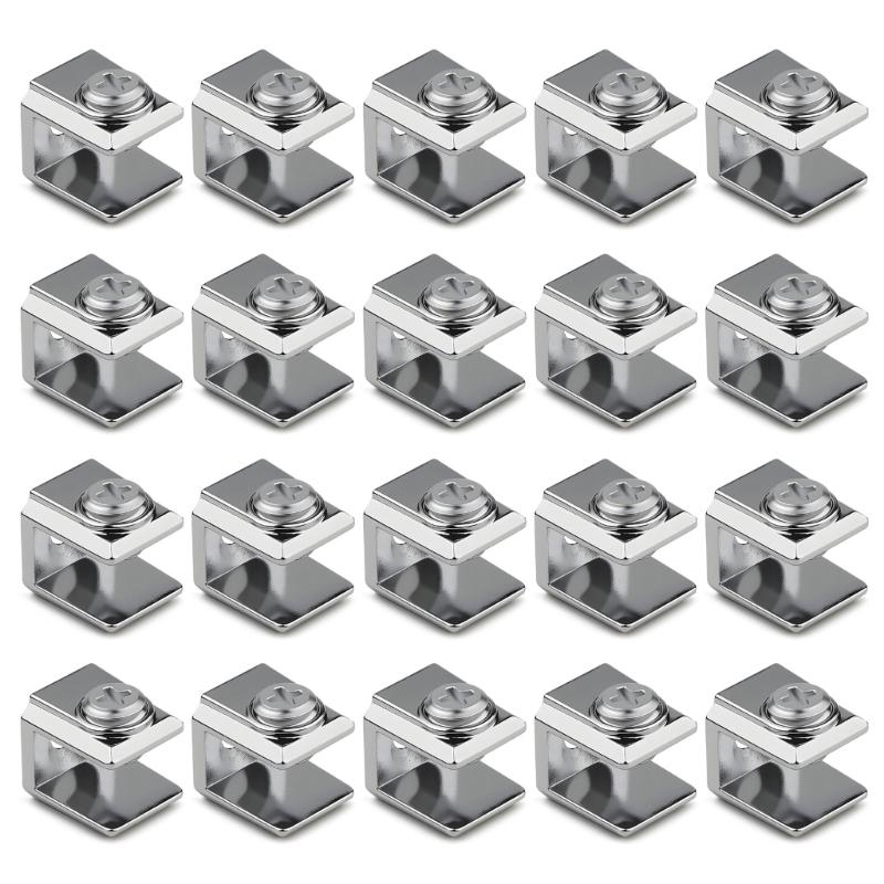 20Pcs Square Glass Shelf Clip Stainless Steel Glass Bracket Clamp For 3-8mm Thick Panel Partition Mounting 1