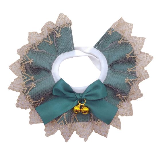 

Eye-catching Pet Bib Smooth Edges Lace Wear-resistance Bowknot Bells Pet Bandanas for Outdoor зелений