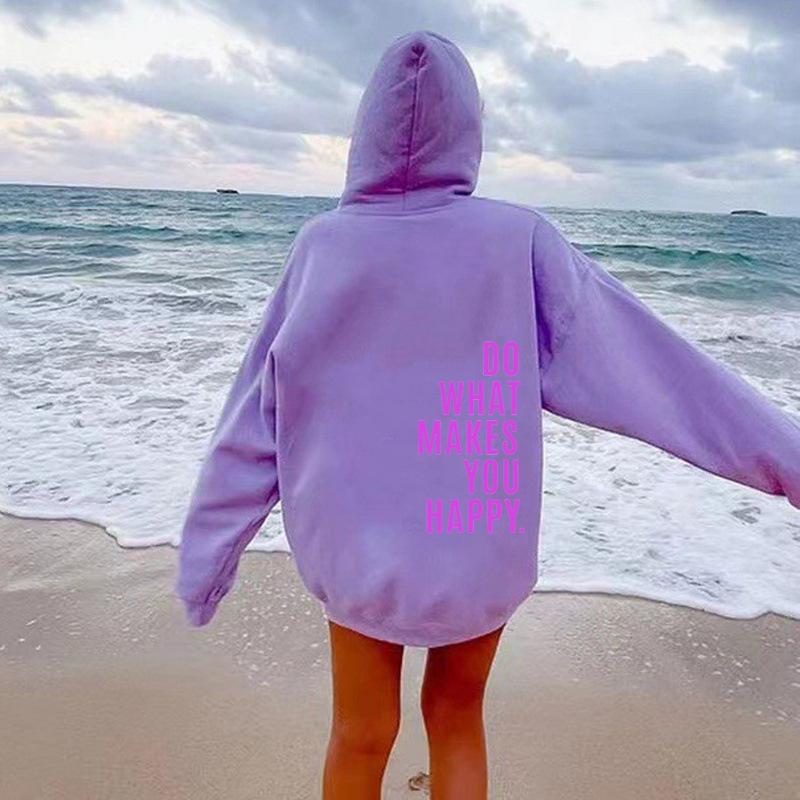 European Size Do What Makes You Happy Sports Hooded Sweater