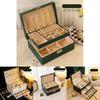 Classic Leather Jewelry Box With Multiple Layers For Elegant Storage Of Earrings Rings And Necklaces