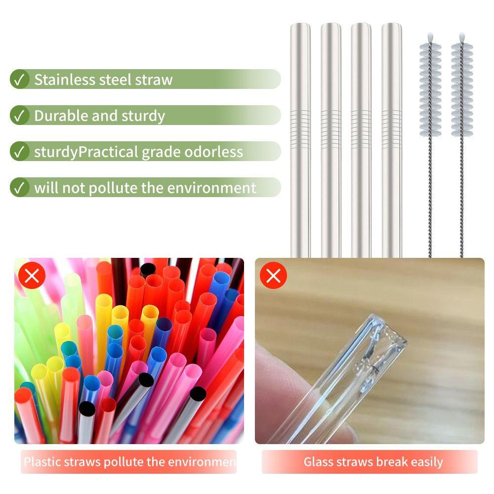 6Pcs/Set With Brush Water Bottle Straw Reusable Cup Replacement Straw  Drinking Use