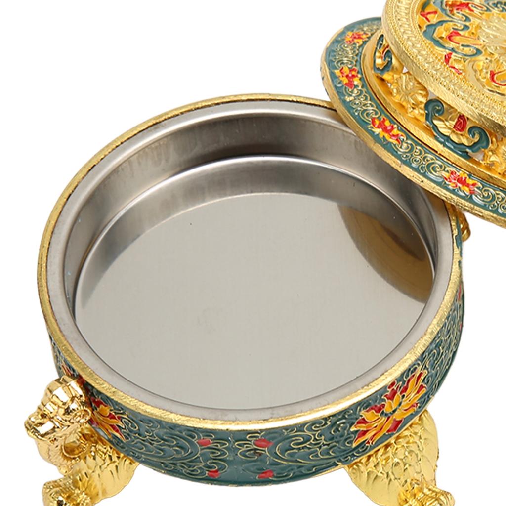 Trinket Incense   with Lid Handcraft Antique Polished Process for Decoration Meditation Room