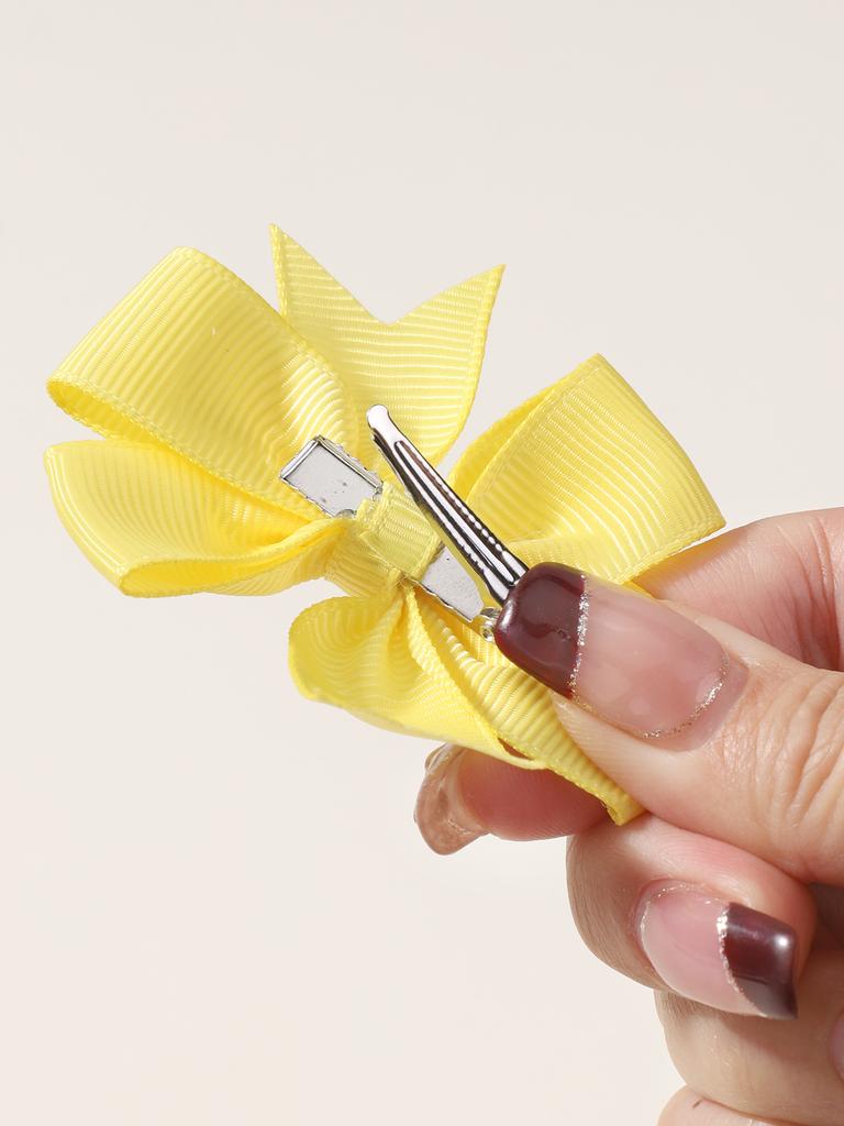 20Pcs/set 2.5inch Cheers Bow Hair Clip for Kids Girls Solid Color Grosgrain Ribbon Hairgripes Headwear Hair Accessories