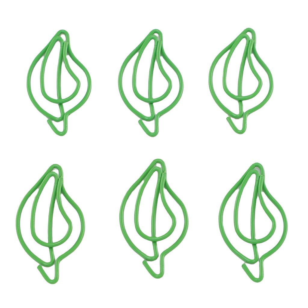 100PCS Metal Paper Clips Green Leaf Shaped Bookmark Clips for Business Cards Office Documents Notes Photos