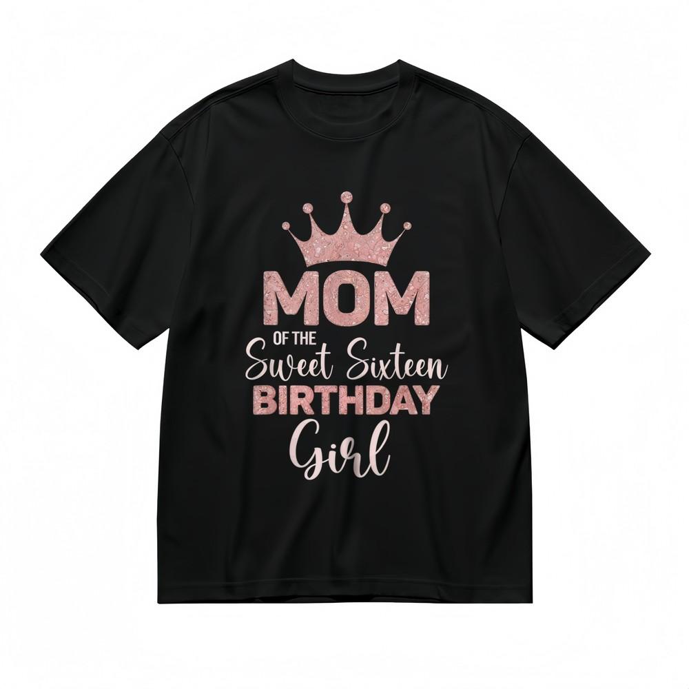 Women's Sparkling Crown and Mom Tee  Unisex Black 100% Cotton Tops Summer Graphic