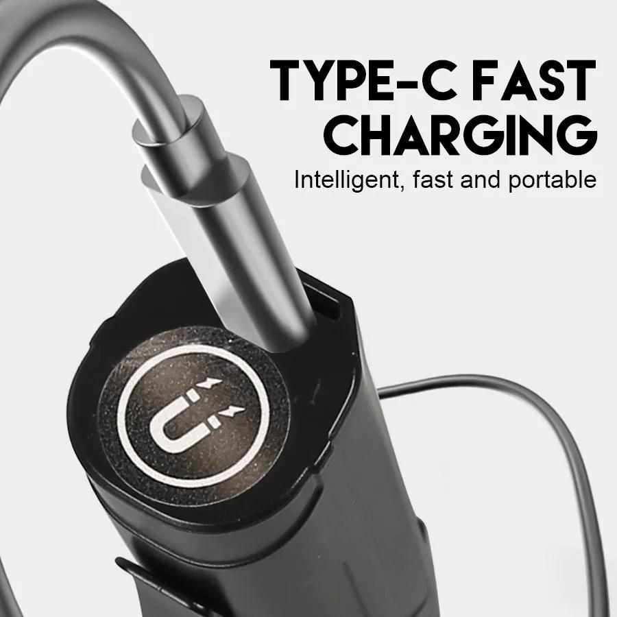 Super Bright LED Flashlight USB Rechargeable Torch Red Blue Flash Dual-source COB Floodlight for Outdoor Camping Emergency Light