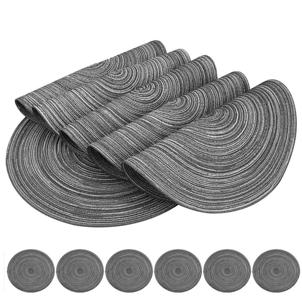 Round Braided Set of 6 Washable Round Placemats for Christmas Kitchen Wedding Dining Table 34cm Woven Heat Resistant Place Mats