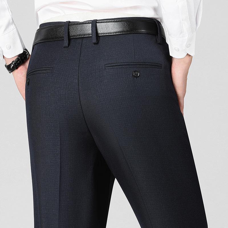 Men's Winter Fleece-Lined High-Waisted Straight-Leg Dress Pants - Loose Fit, Plus Size, Warm