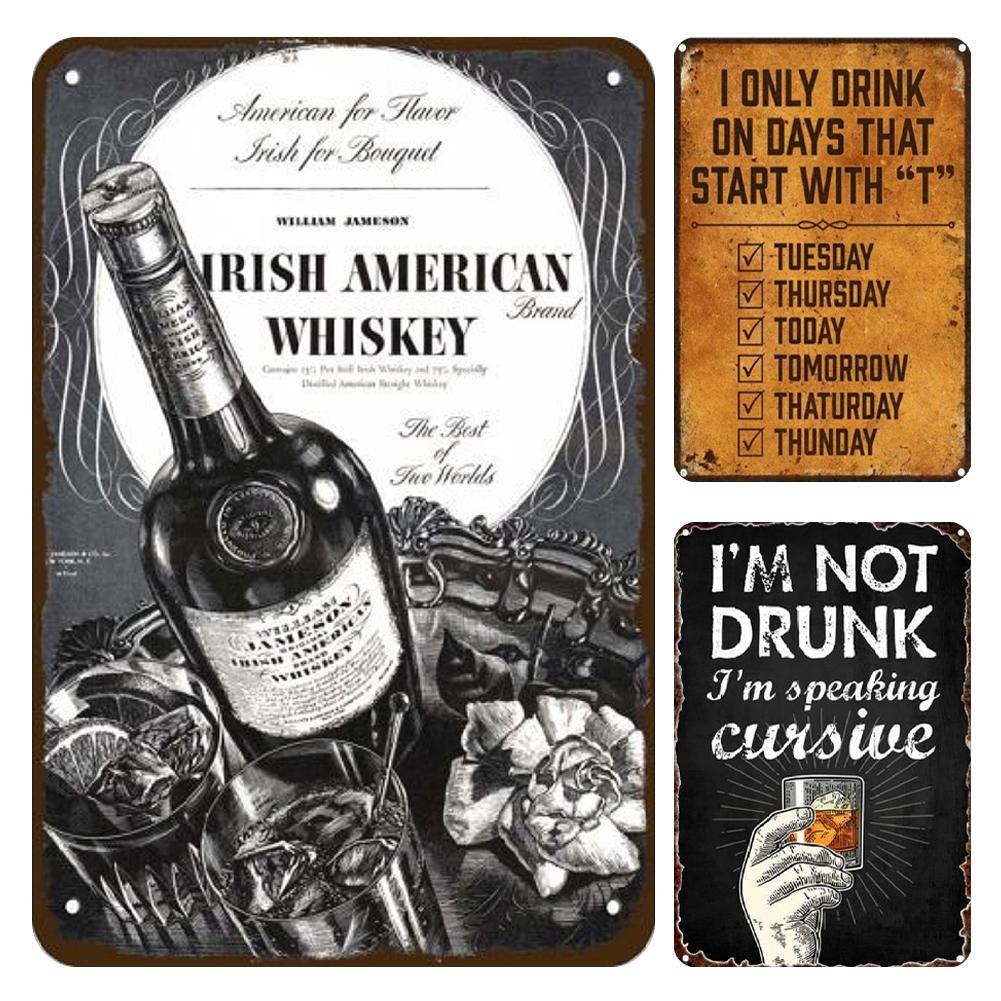 

#L Vintage Metal Plate Beer Rectangular Iron Painting Wall Art Home Bar Decor