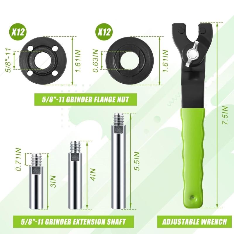 Grinder Wrench and Nut Set Grinder Flange Nut Set Industrial Grinder Component Spanner Set for Various Applications
