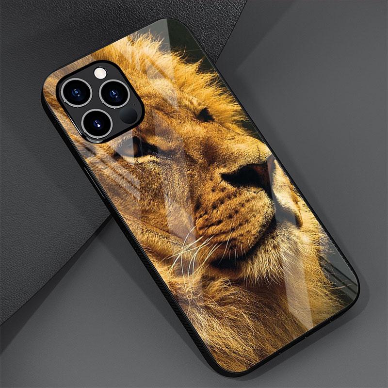 Wolf Dog Cat Bird Lion Tiger Animal Glass Case For Apple iPhone 14 13 Pro 11 12 7 8 Plus SE 2022 XR X XS Max 6 6S Phone Cover