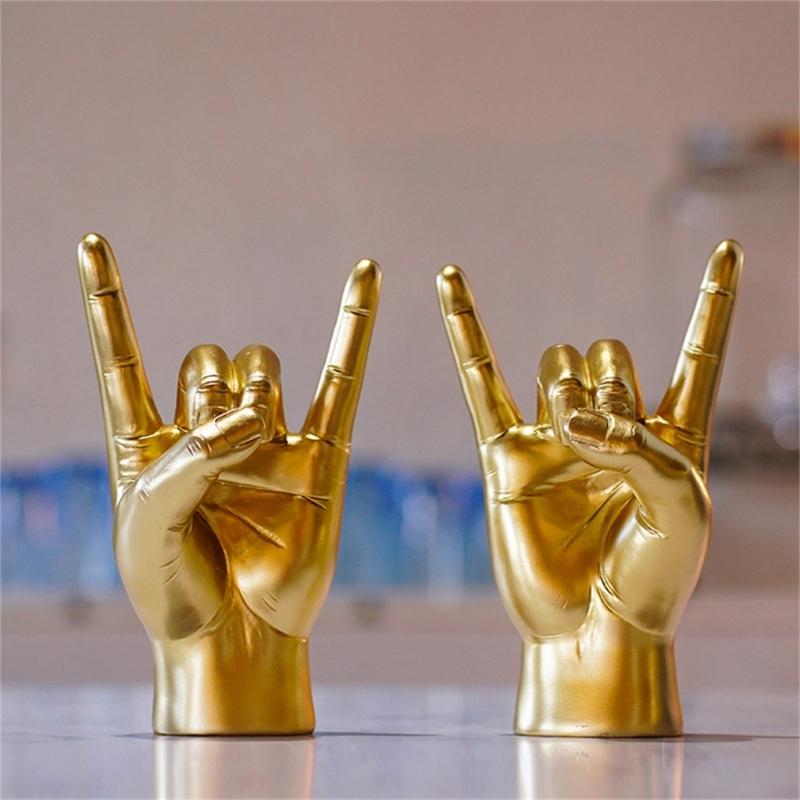 "Rock and Roll" Crafts Hand Gesture Statue Party Livehouse Day Music Theme Crafts Centerpieces Statue Bar Party