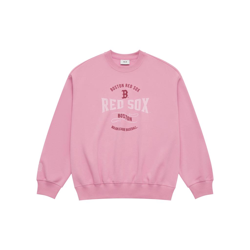 New MLB Preppy Style Collection Boston Red Sox SS25 Sweatshirt Unisex Pink 3AMTV0651-43PKP