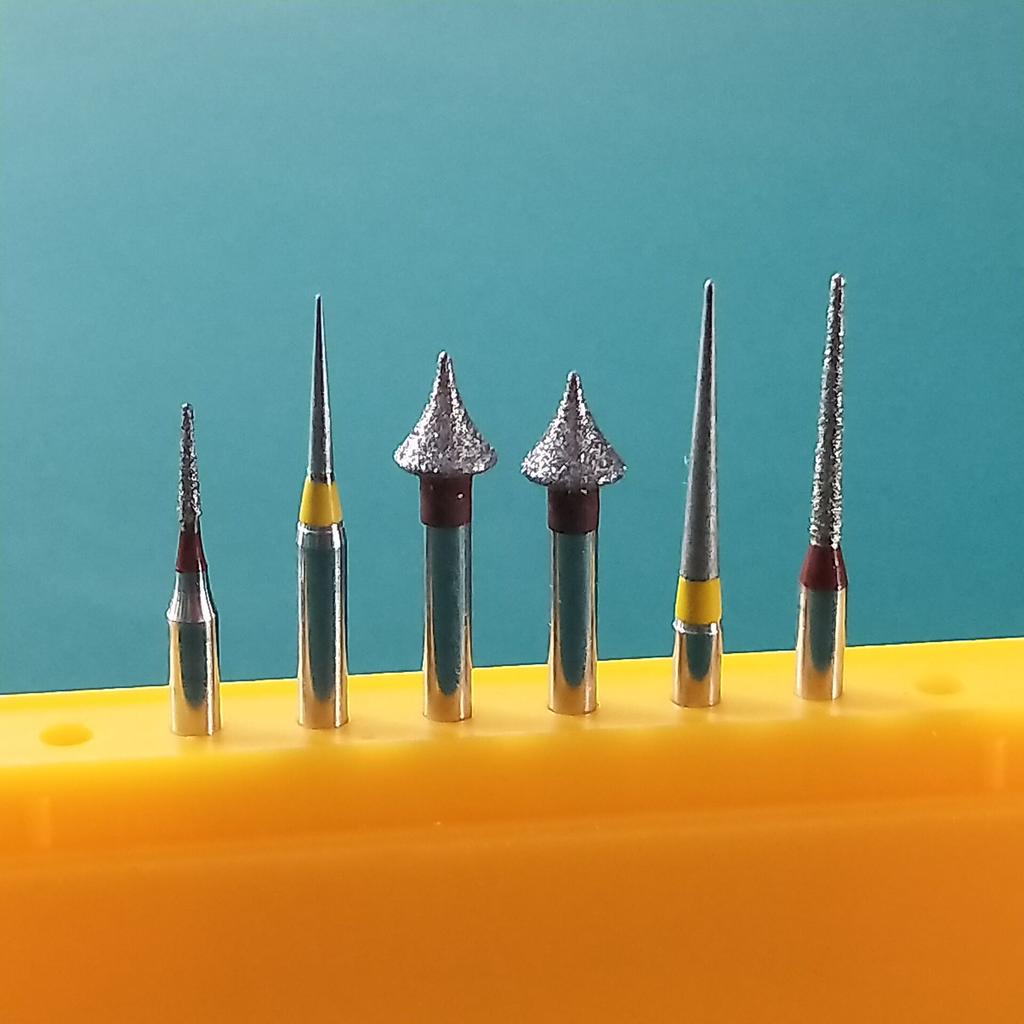 Lot de 6 fraises diamantées pour traitement orthodontique dentaire, réduction de l'émail interproximal, fraises dentaires, fraises à polir