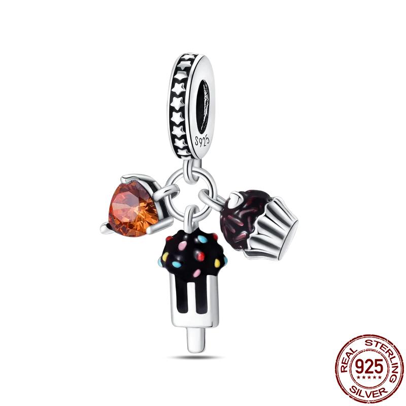 Copper Chocolate Candy Coffee Strawberry Cake Afternoon Tea Charms Beads Fit 4Mm Hole Diamete Bracelets Diy Jewelry