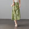 SOFSIL Women's Linen Blend Floral A-Line Skirt