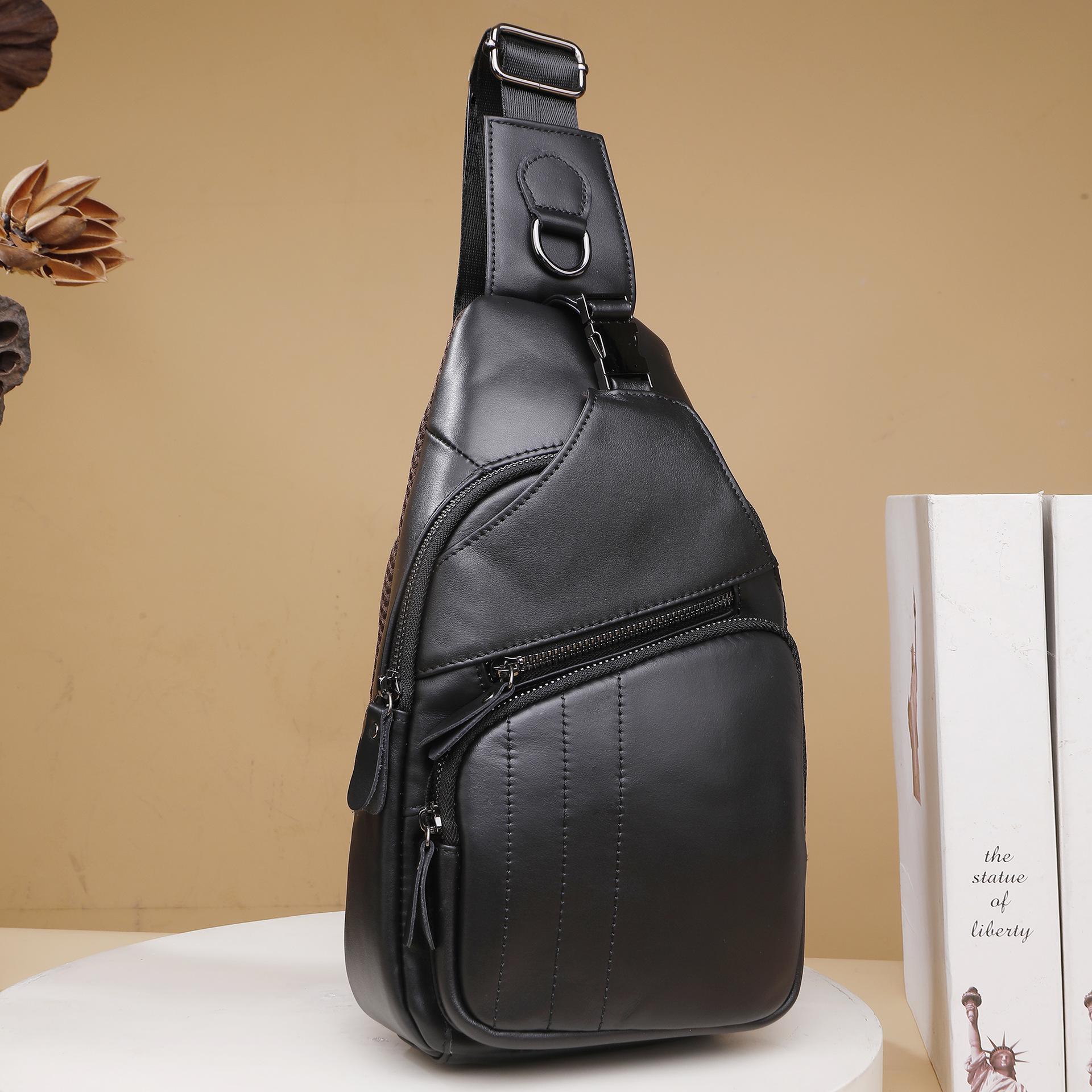 

Мужская высококачественная нагрудная сумка из натуральной кожи - повседневная модная сумка-мессенджер из коровьей кожи