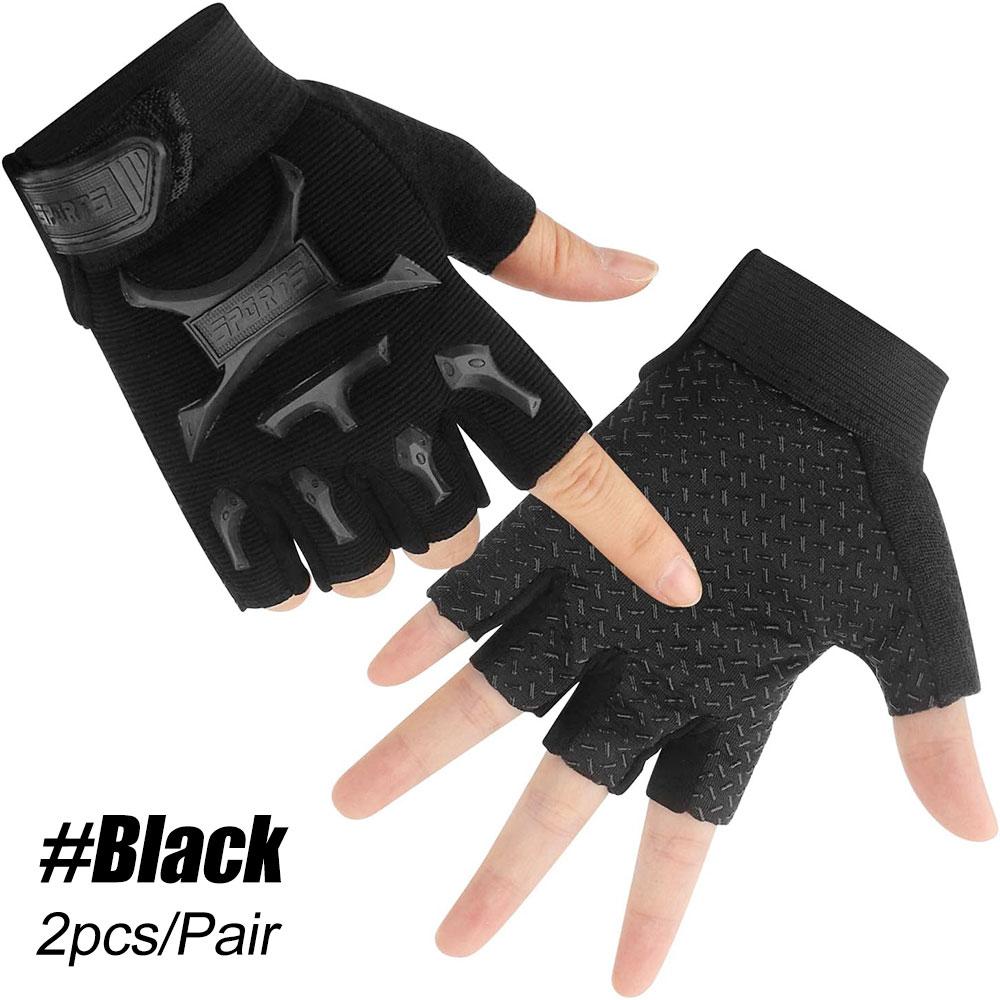 

1 пара дитячих напіврукавичок без пальців Нековзні рукавички Регульовані спортивні рукавички для хлопчиків і дівчаток Риболовля Велосипедні вправи Катання на роликових ковзанах M чорний