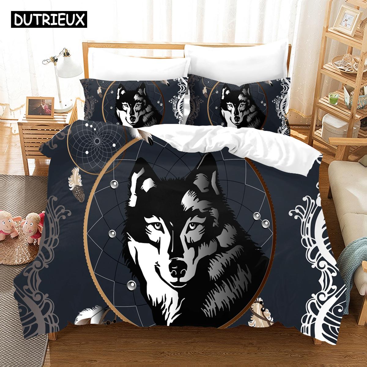 

3D Серия «Волк» Комплекты постельного белья Набор пододеяльника с наволочкой Твин Фул Квин Кинг Постельное белье EU single(135x200cm)