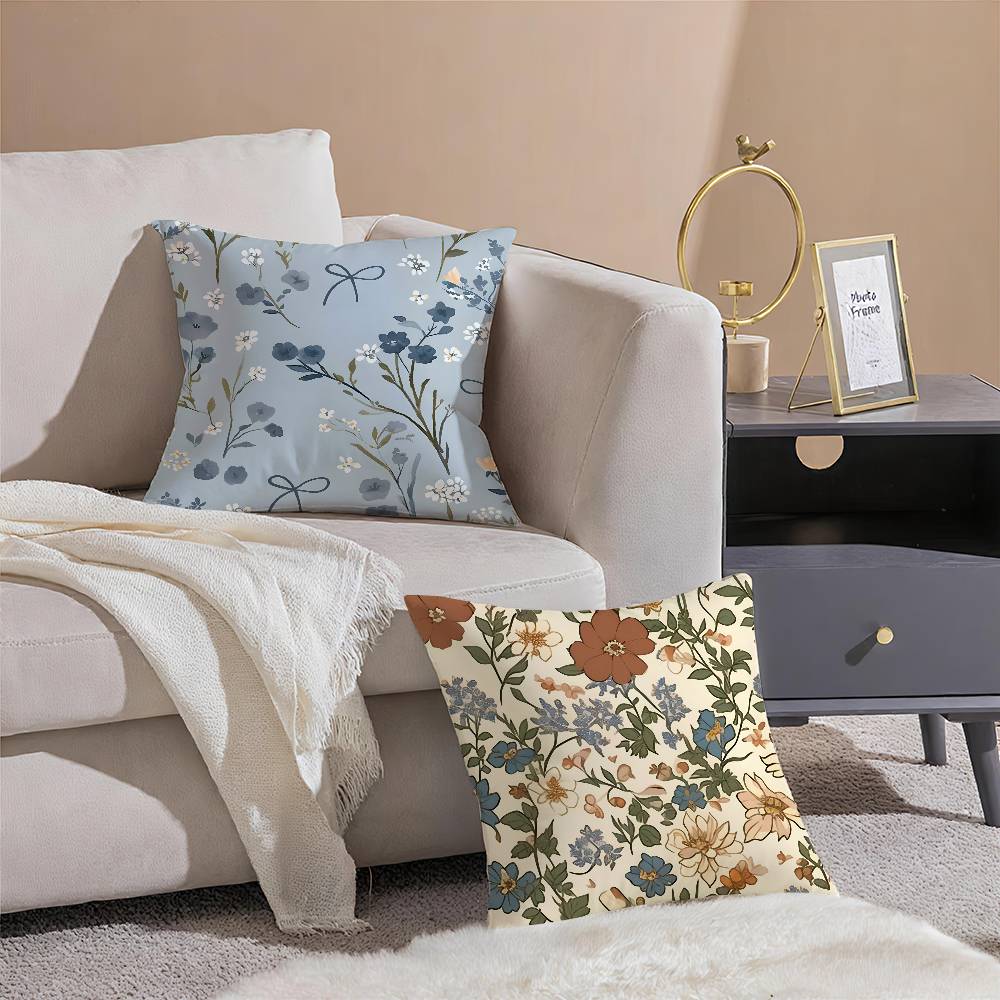 Retro Floral Classical Elegant Style Pillow Case Comfort Sofa Bed Silky Elegant Invisible Zipper Decorative Cushion Cover