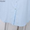 ZANZEA Women Floral Print Casual Turn Down Collar 3/4 Sleeve Stripe Shirt Dress