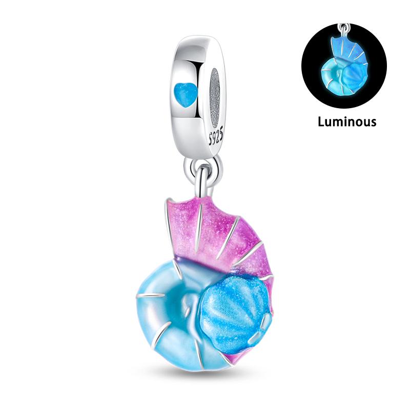 Summer 925  Silver Sailing Ship Lighthouse Luminous Ocean Series Charms Beads Fit Pan 925 Original Bracelets DIY Jewelry