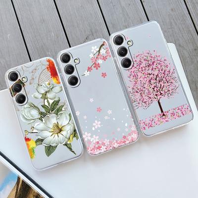 Květinové měkké průhledné silikonové pouzdro pro Xiaomi Redmi Note 13 14T 15 Samsung A55 A35 S24 FE iPhone 15 Huawei Honor 200 Ochranný kryt fotoaparátu proti nárazu